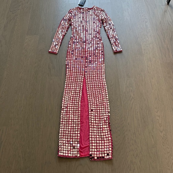 RETROFETE Rialta Candy Pink Sequin Long Sleeve Maxi Dress - XXS - with tags - Picture 3 of 14